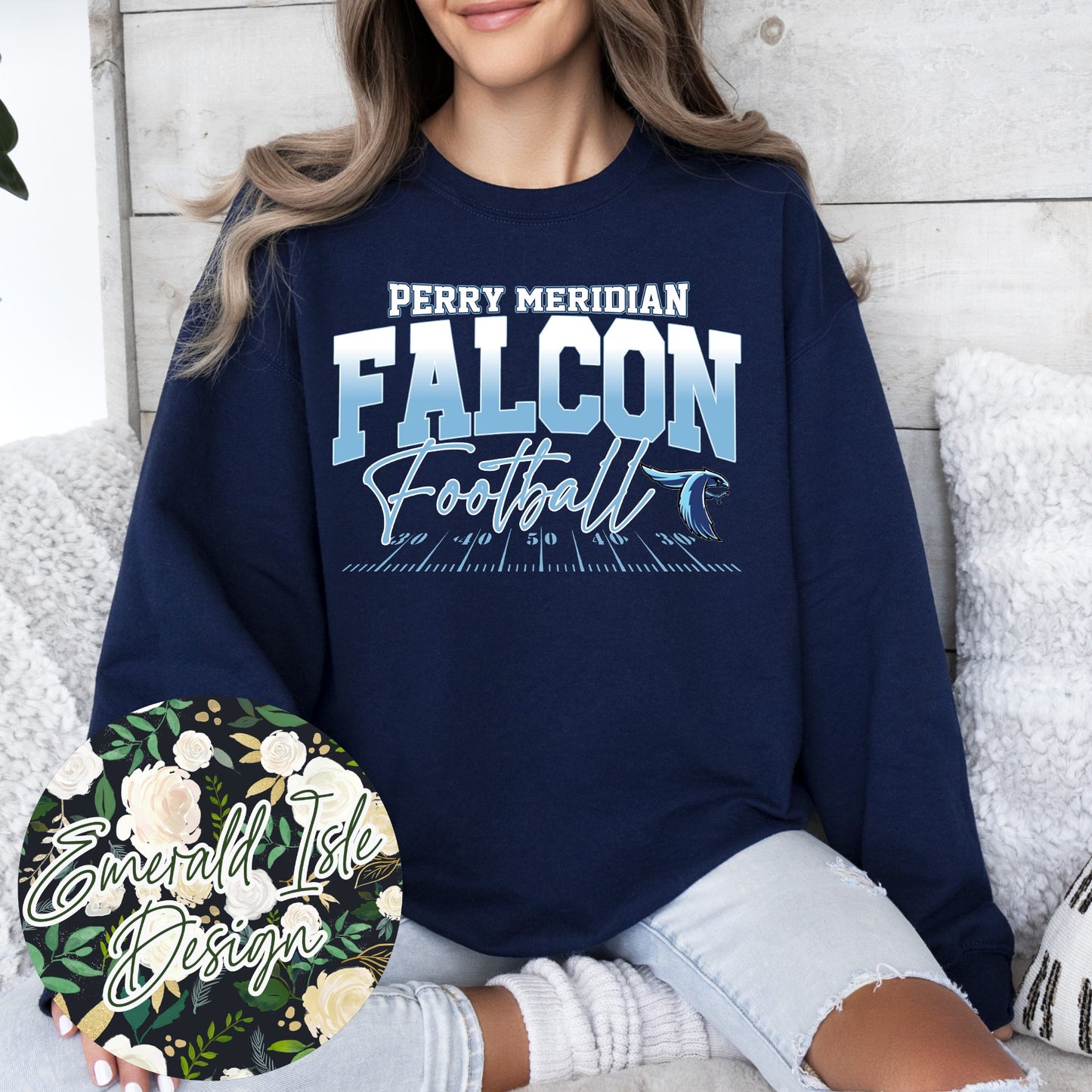 Perry Meridian Falcons Ombre Football Design