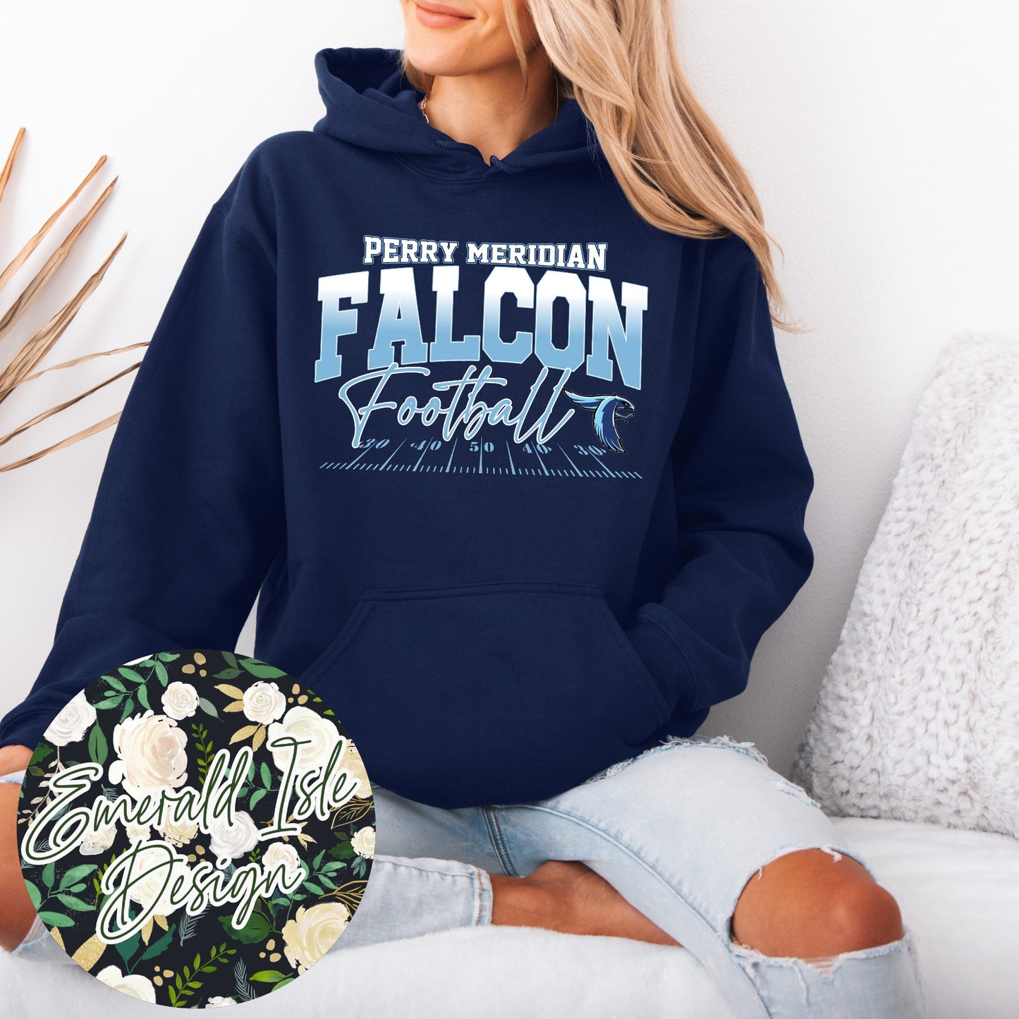 Perry Meridian Falcons Ombre Football Design