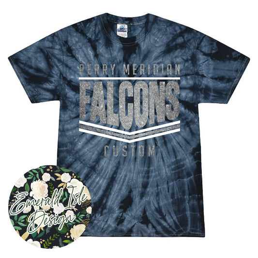 Perry Meridian Glitter Stripes Design on Tie Dye with Option for Custom Word at the Bottom