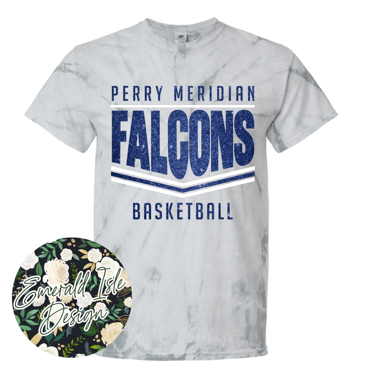 Perry Meridian Glitter Stripes Design on Tie Dye with Option for Custom Word at the Bottom