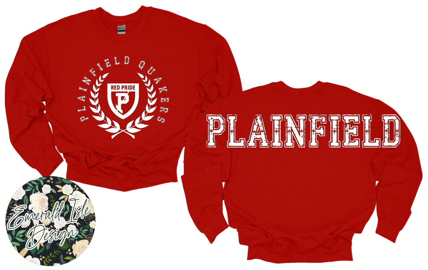 Plainfield Quakers Oversized Horizontal Design Style 2 on Crewneck Sweatshirt