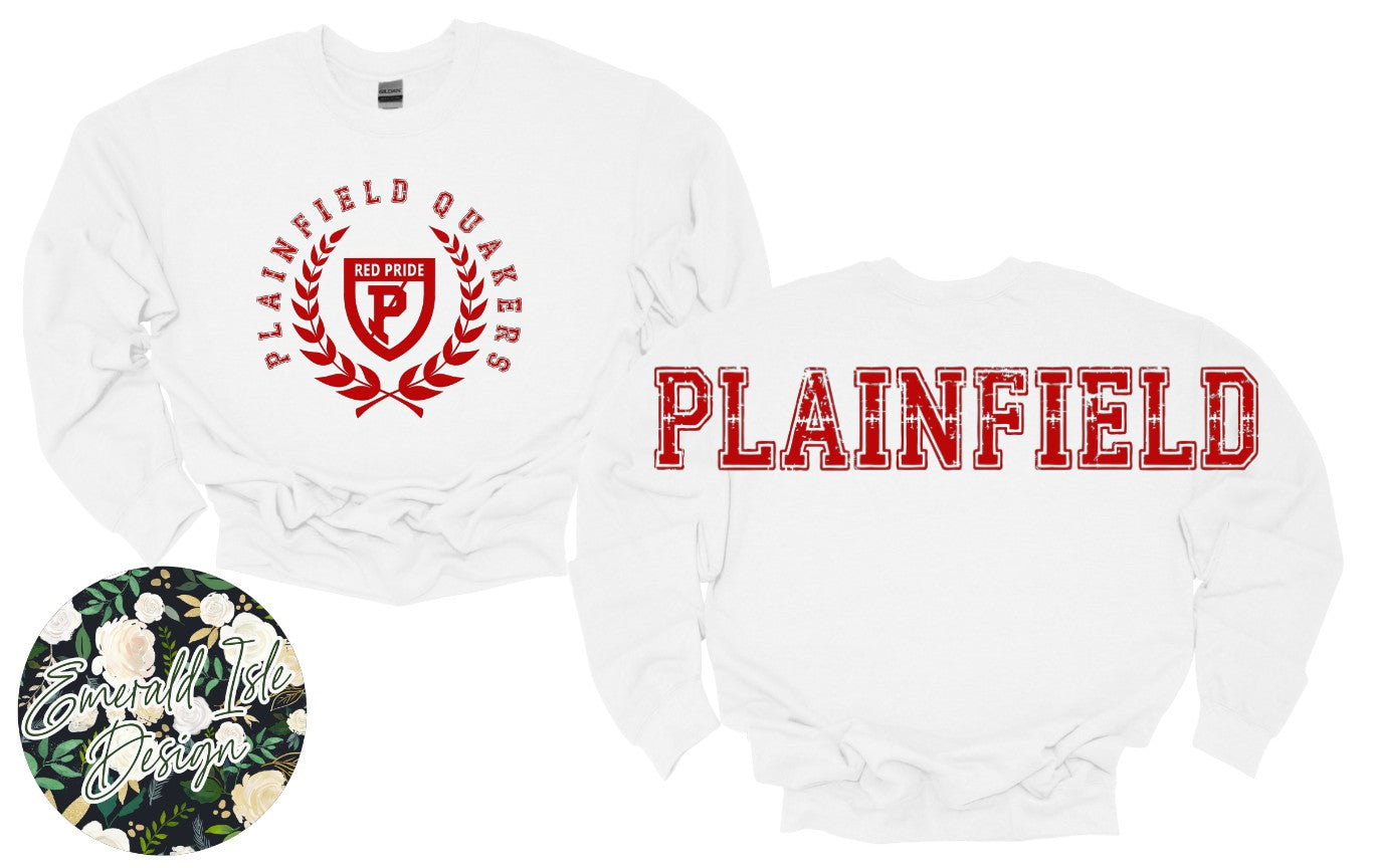 Plainfield Quakers Oversized Horizontal Design Style 2 on Crewneck Sweatshirt