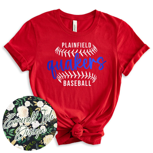 Plainfield Quakers Baseball Metallic Puff Design
