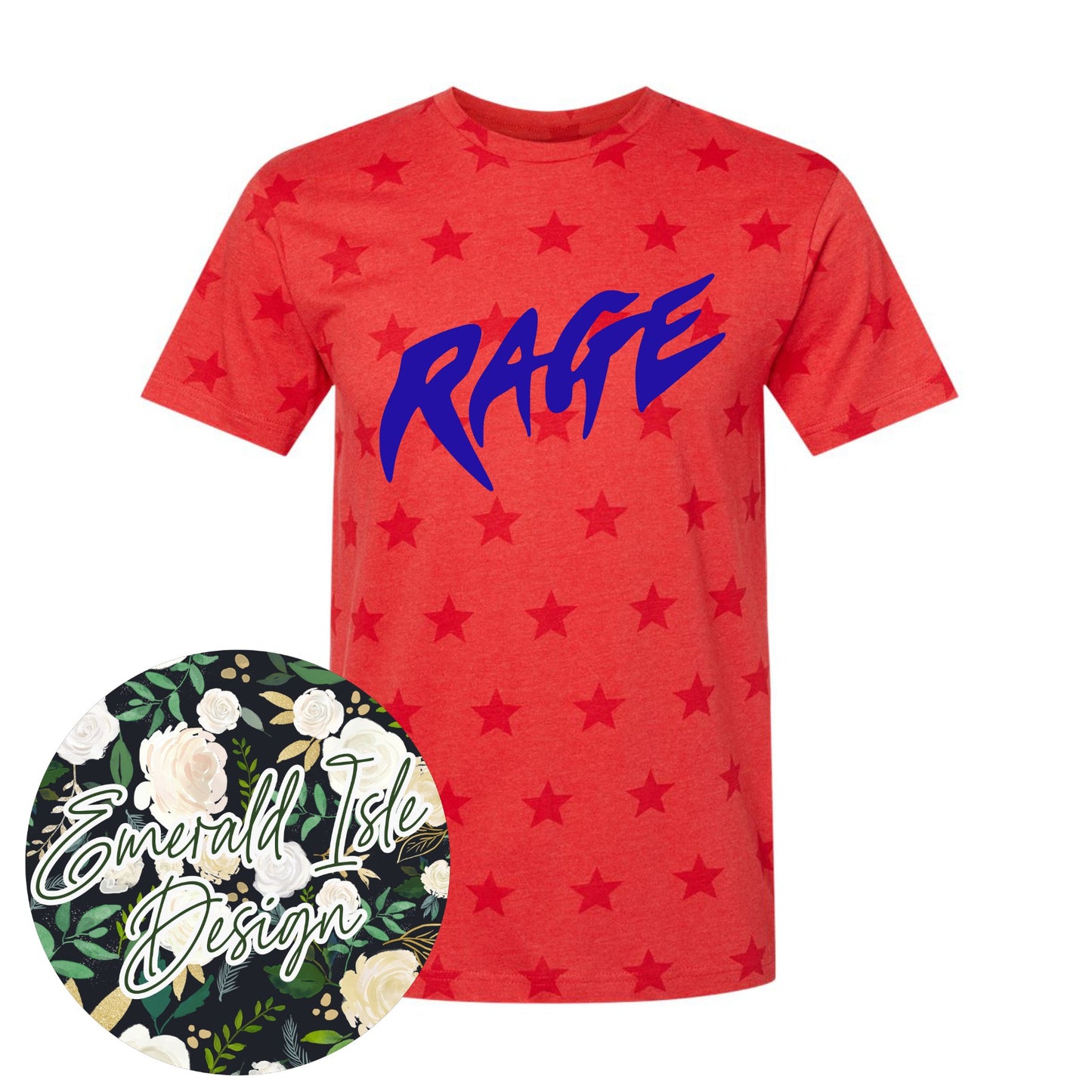 Rage Metallic Puff Design on Code 5 Red Star T