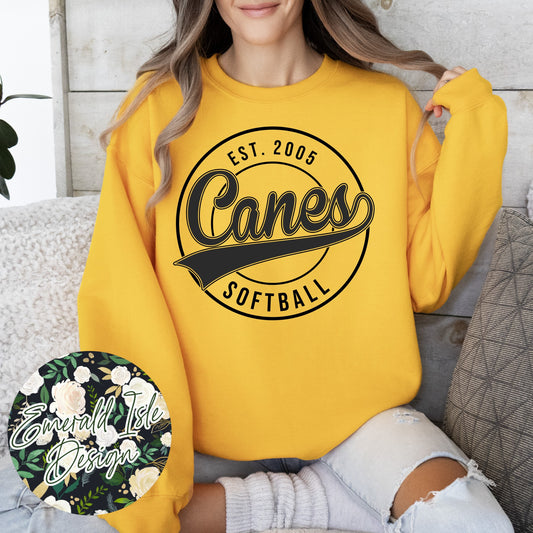 Canes Softball Metallic Puff Circle Design