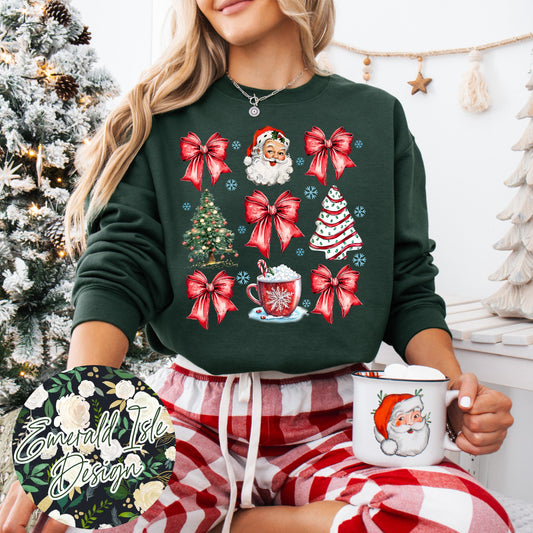 Santa Christmas Cakes Bows Design