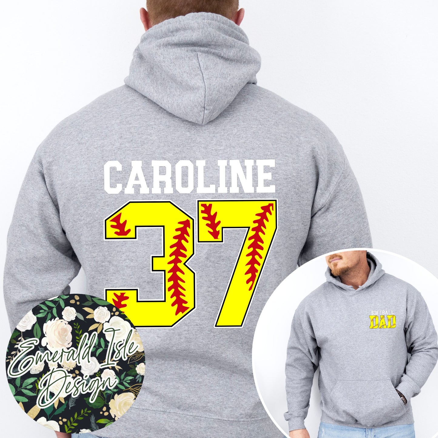 Softball Dad Pocket Design with CUSTOM NAME & NUMBER BACK