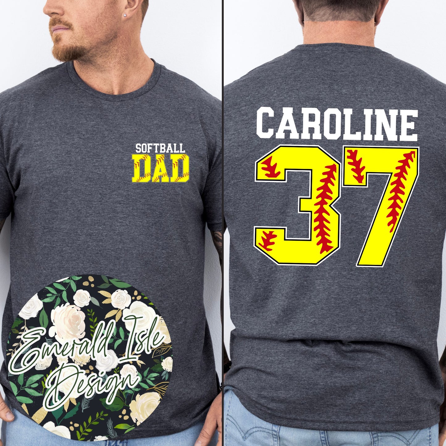 Softball Dad Pocket Design with CUSTOM NAME & NUMBER BACK
