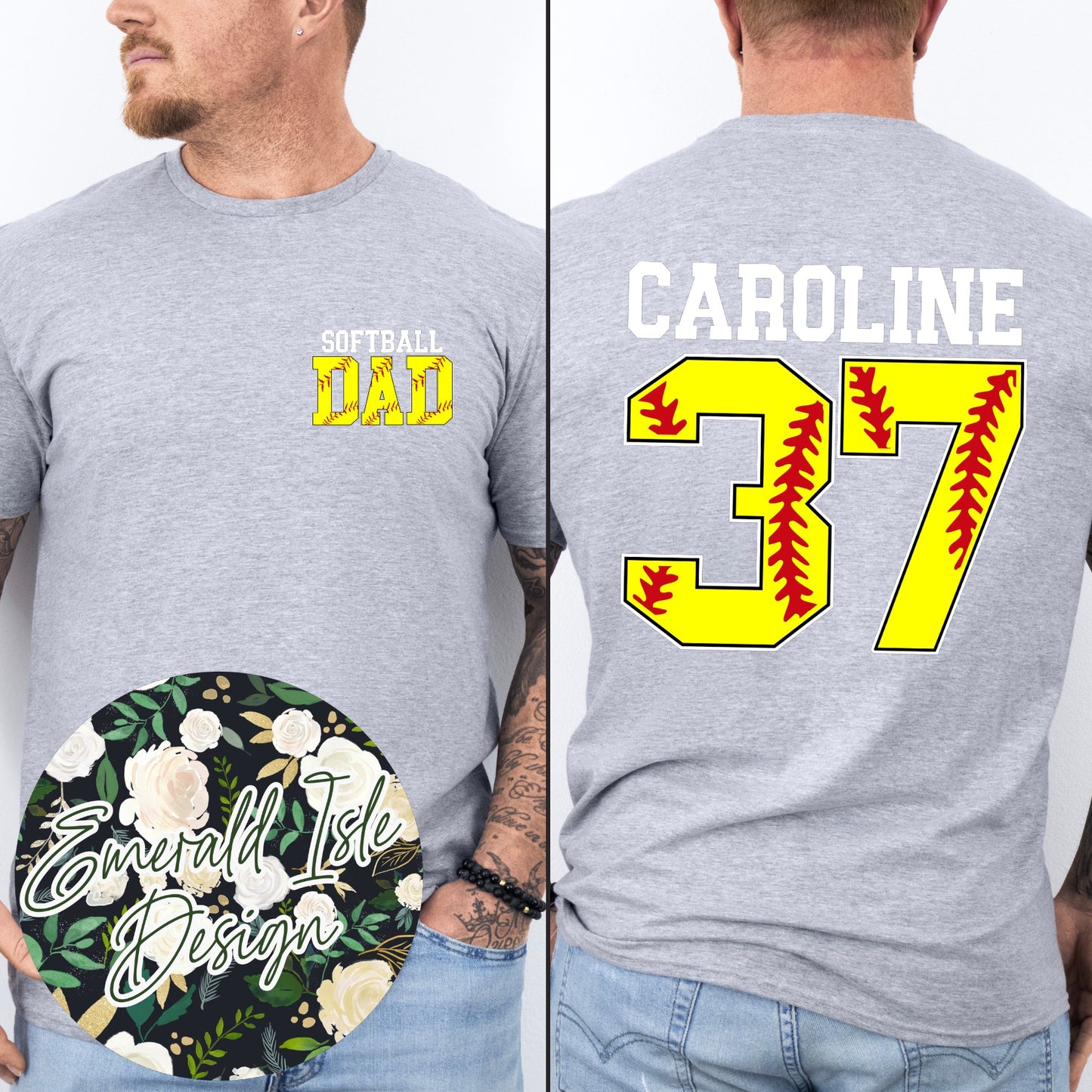 Softball Dad Pocket Design with CUSTOM NAME & NUMBER BACK