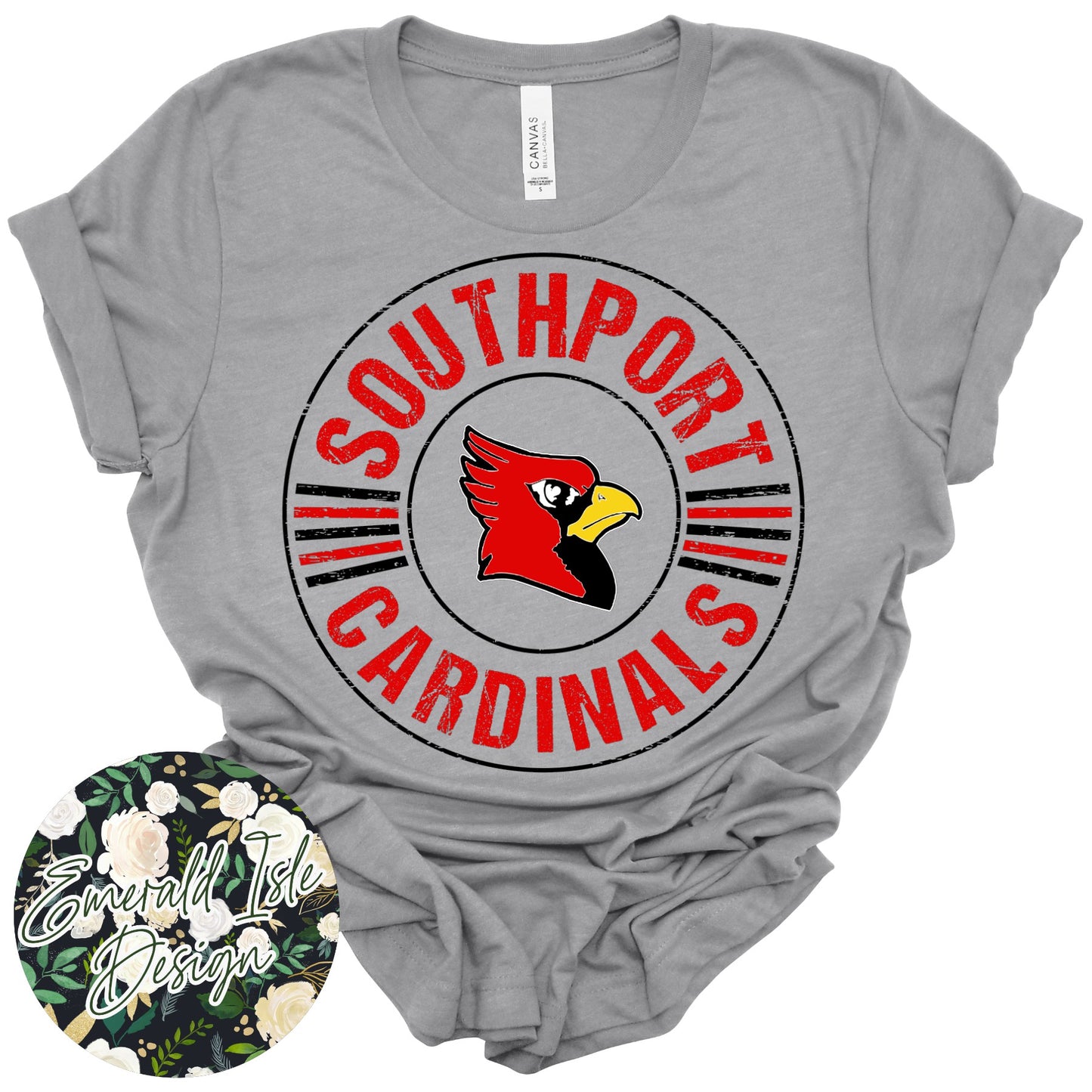 Southport Cardinals Distressed Circle Design