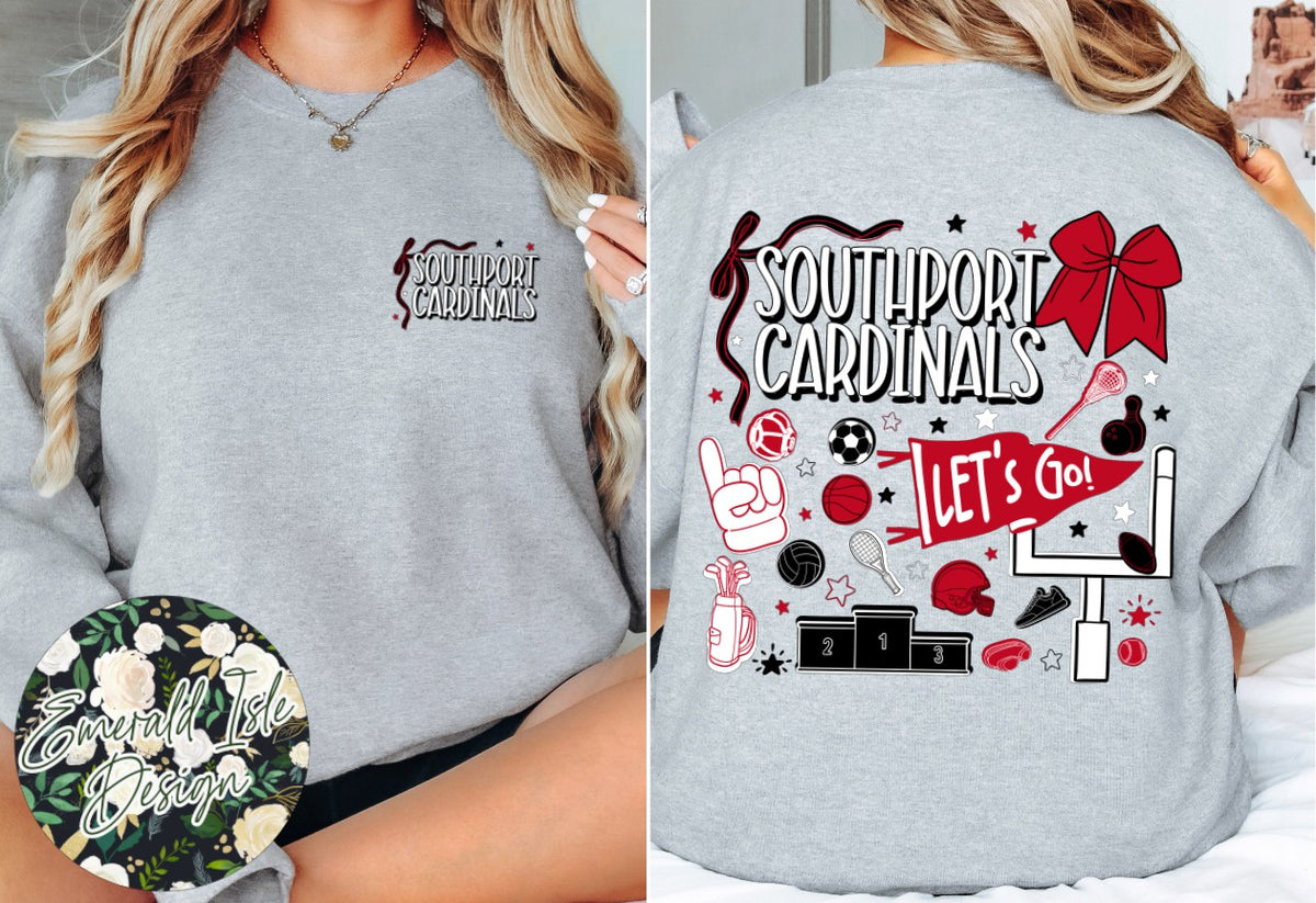 Southport Cardinals Sports Doodles Design