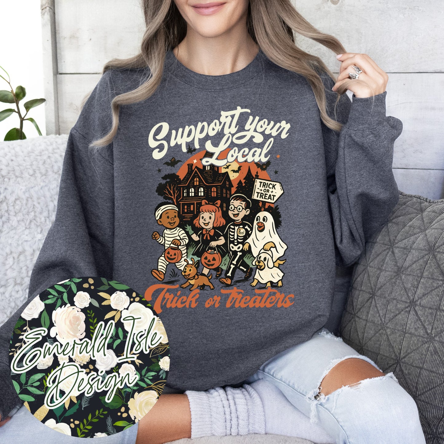 Support Your Local Trick or Treaters Vintage Design