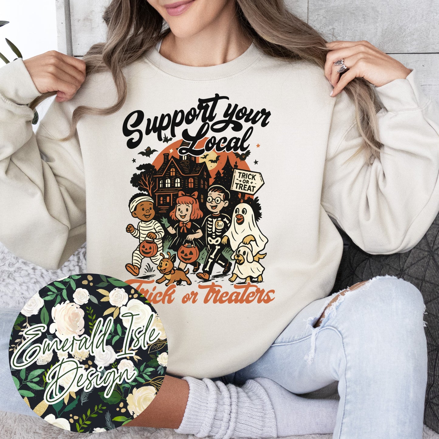 Support Your Local Trick or Treaters Vintage Design