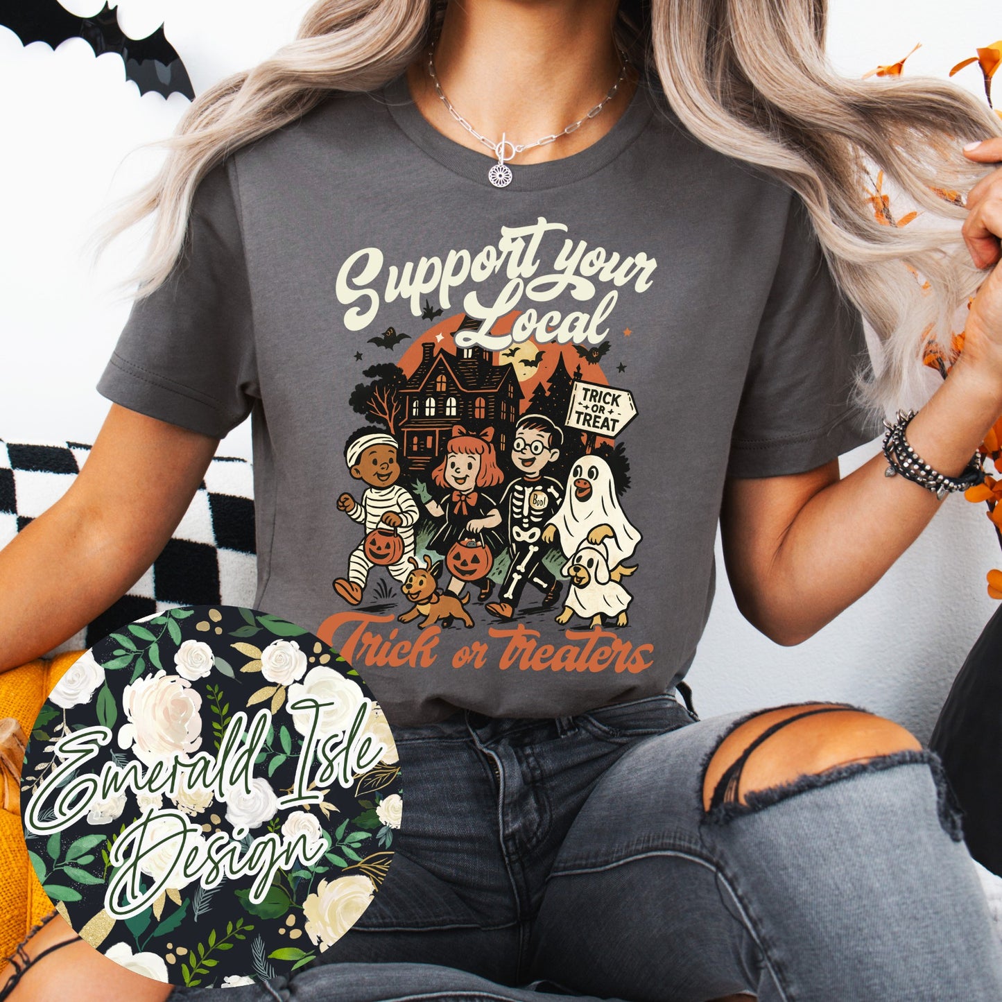 Support Your Local Trick or Treaters Vintage Design