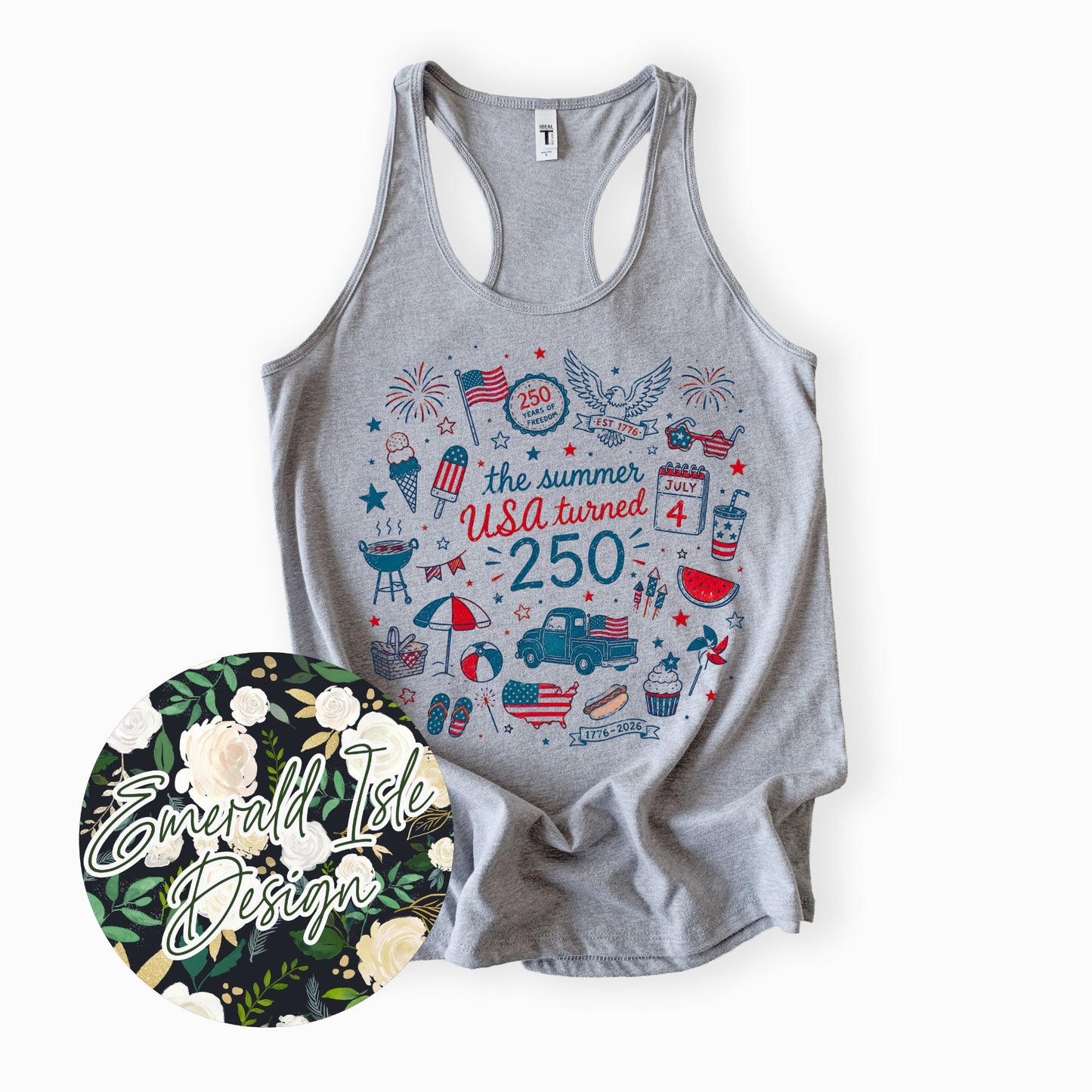 The Summer USA Turned 250 Doodles Design