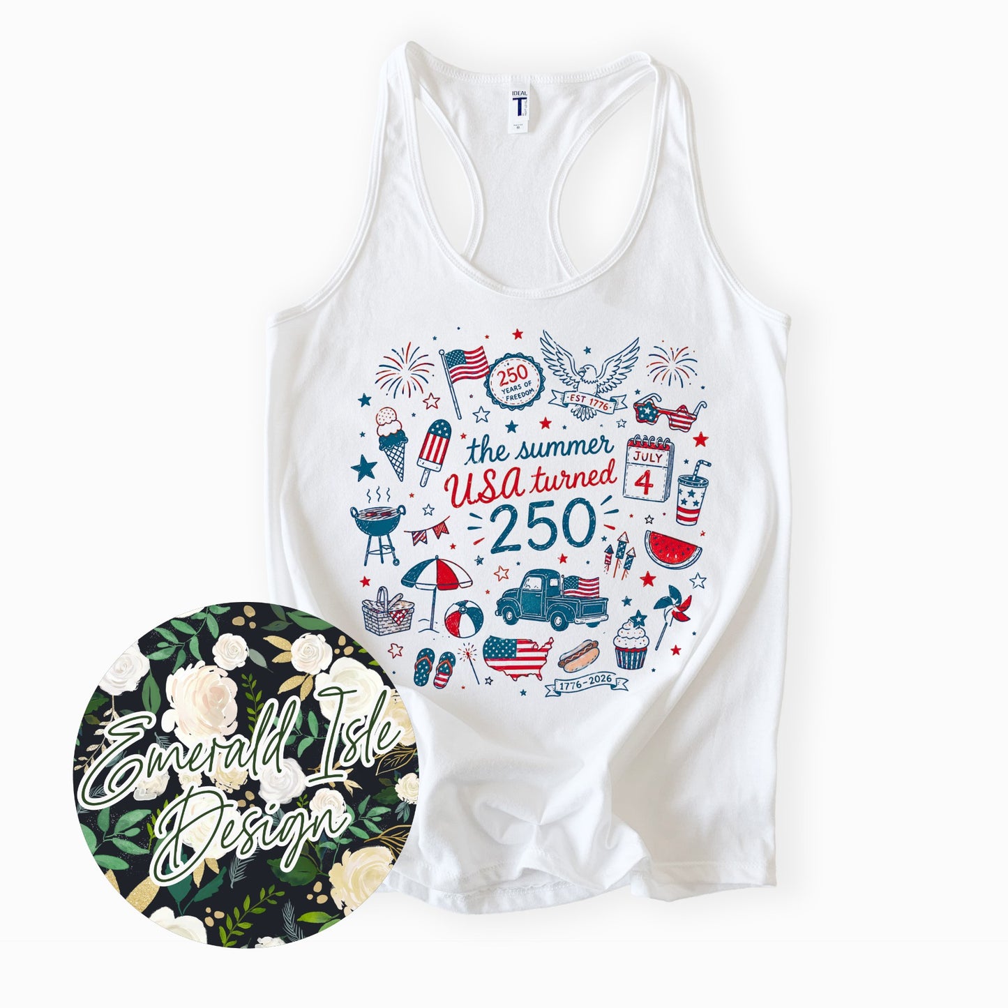 The Summer USA Turned 250 Doodles Design