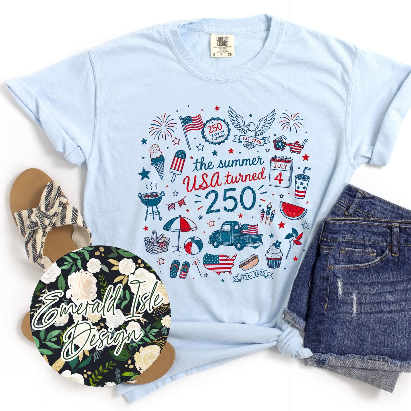 The Summer USA Turned 250 Doodles Design