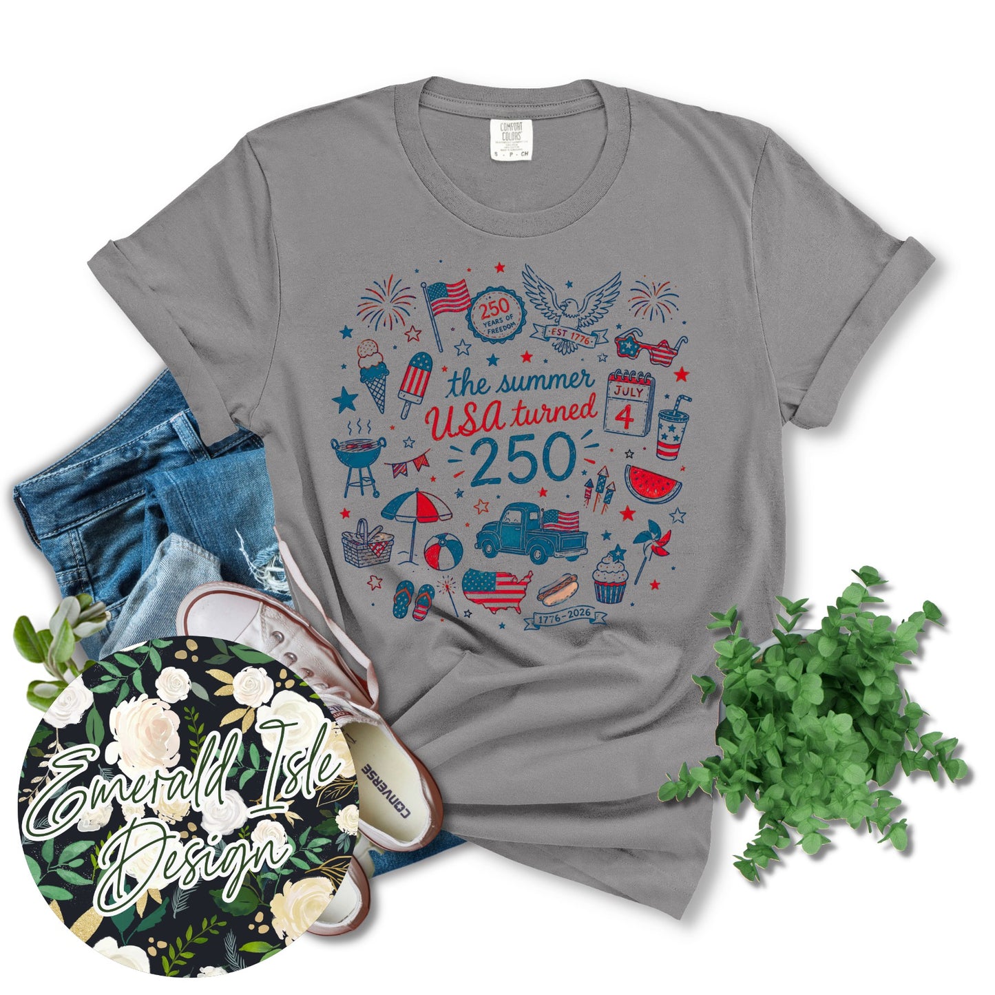 The Summer USA Turned 250 Doodles Design
