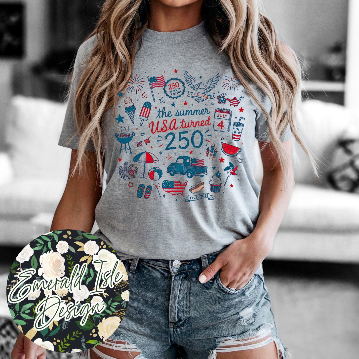 The Summer USA Turned 250 Doodles Design