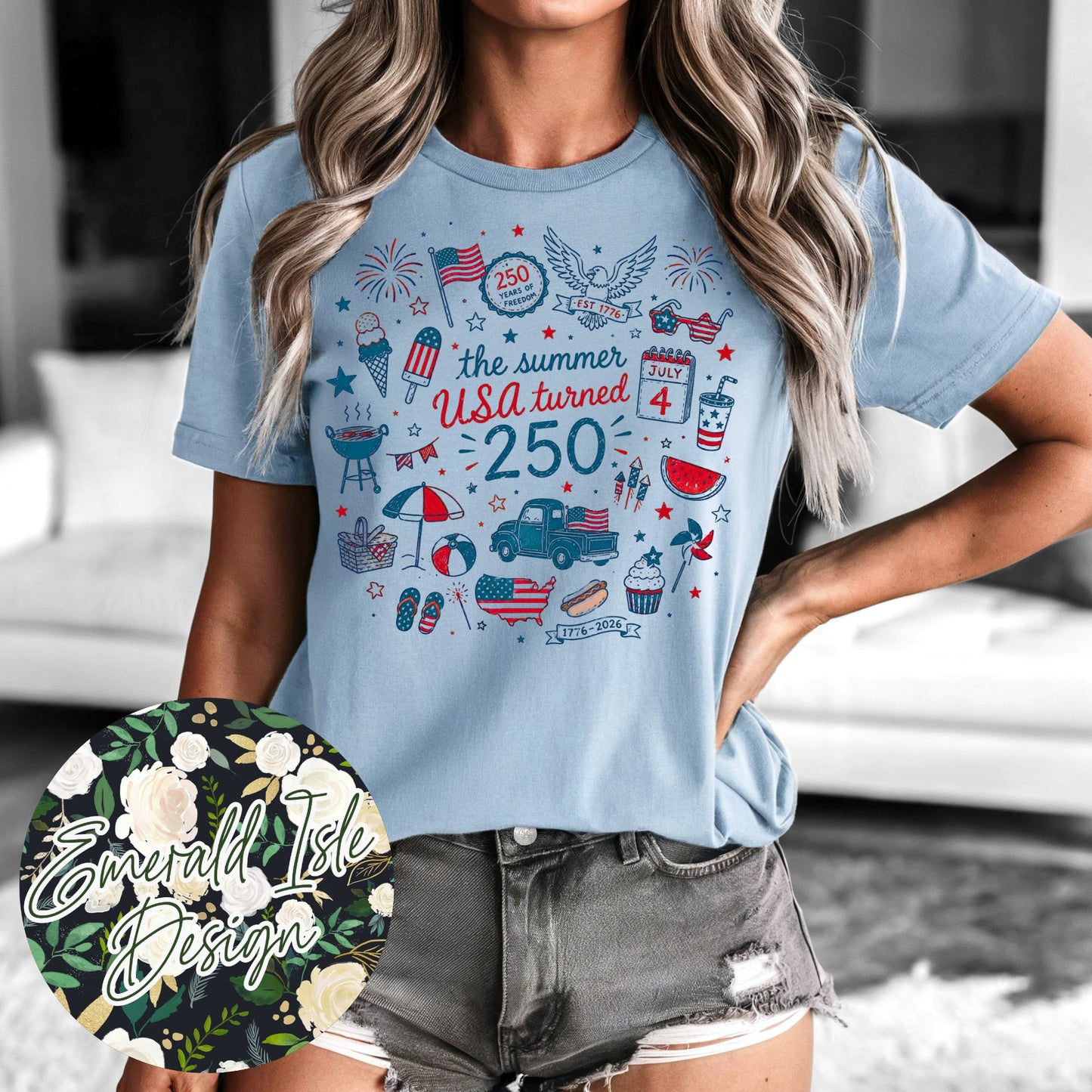 The Summer USA Turned 250 Doodles Design