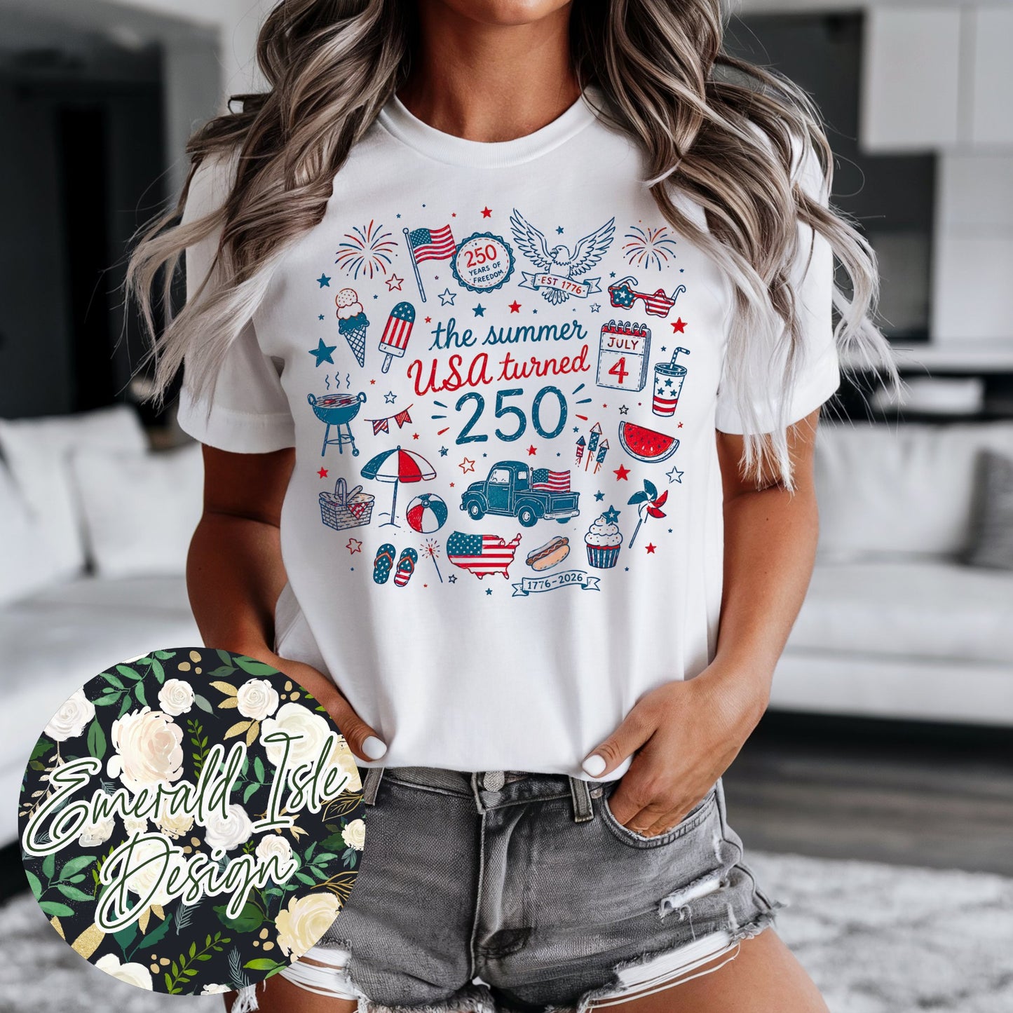 The Summer USA Turned 250 Doodles Design