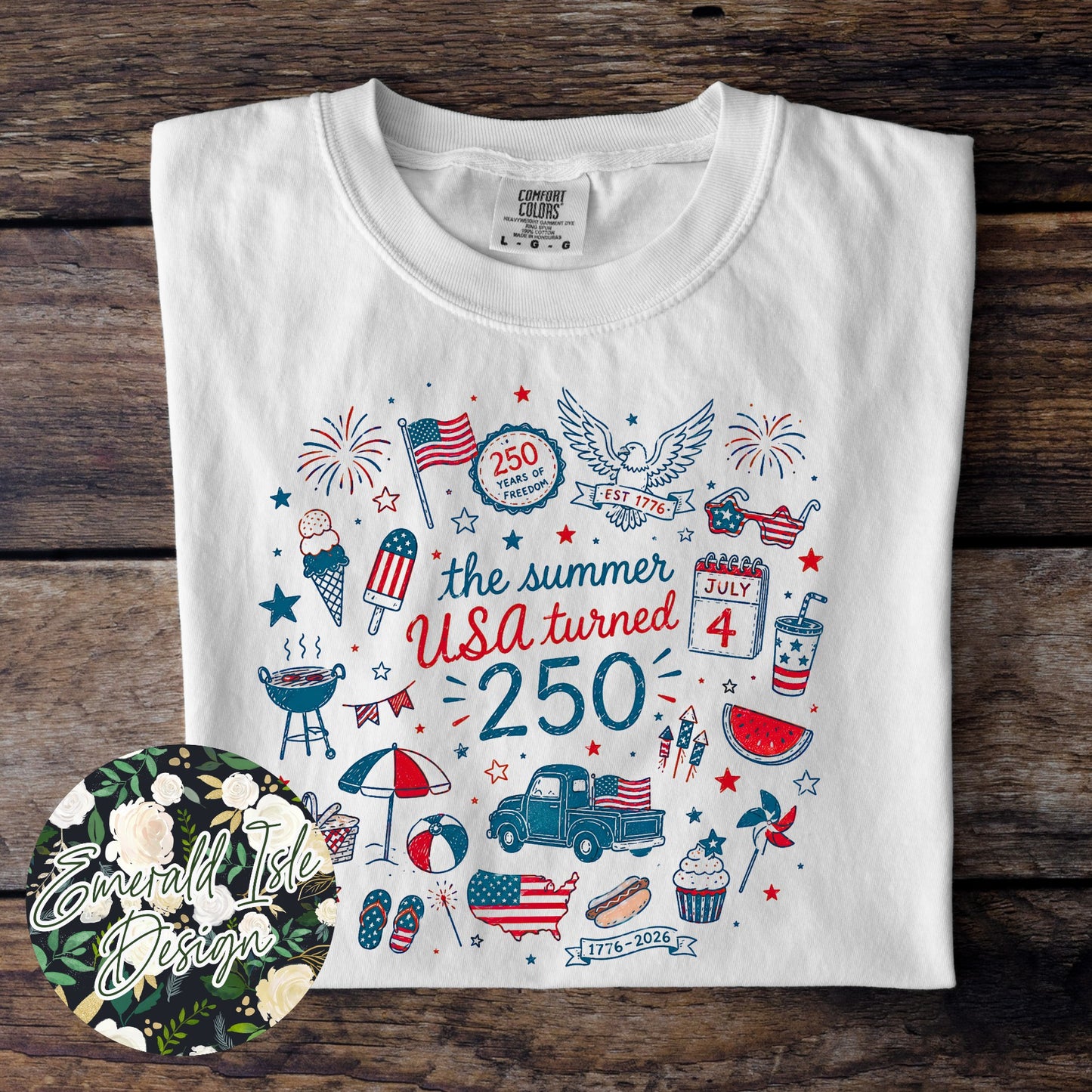 The Summer USA Turned 250 Doodles Design