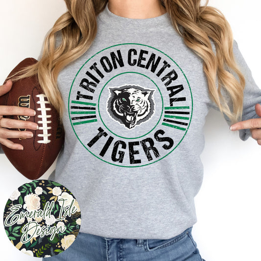 Triton Central Tigers Distressed Circle Design