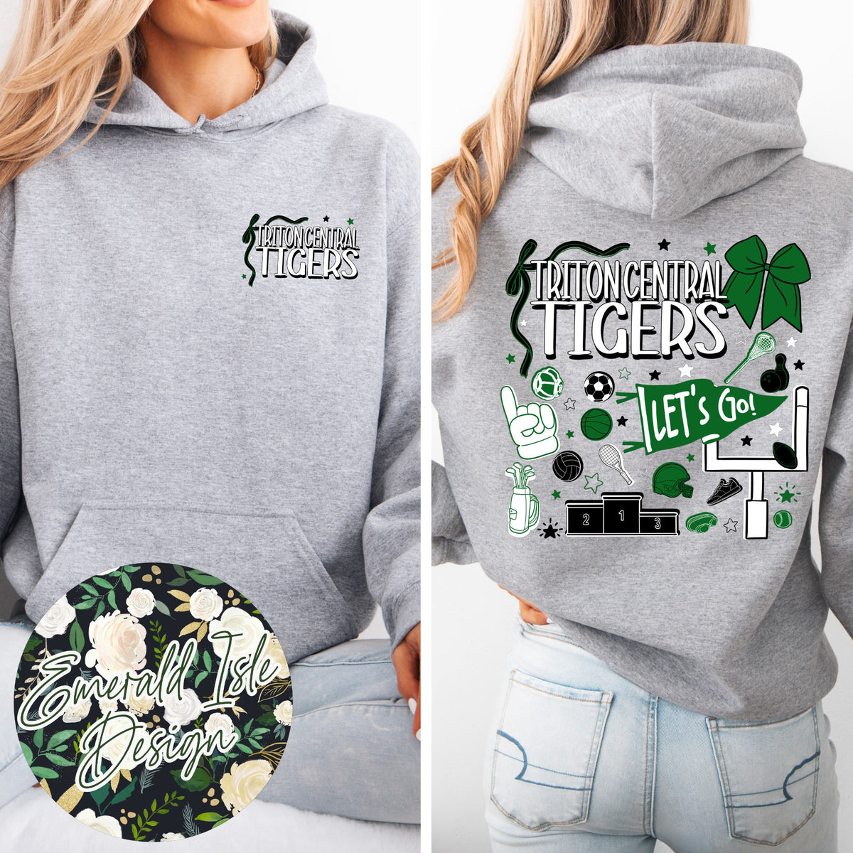 Triton Central Tigers Sports Doodles Design