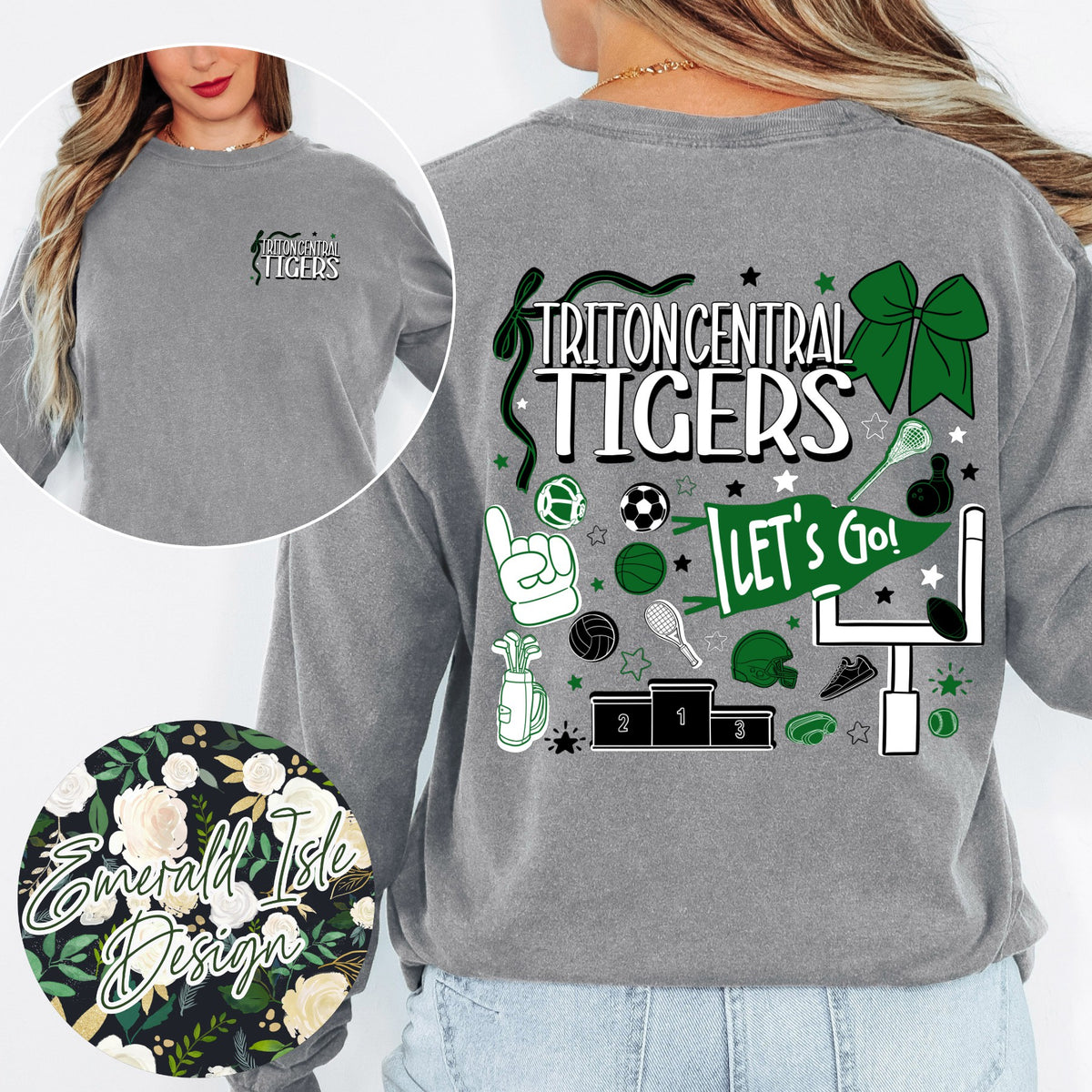 Triton Central Tigers Sports Doodles Design