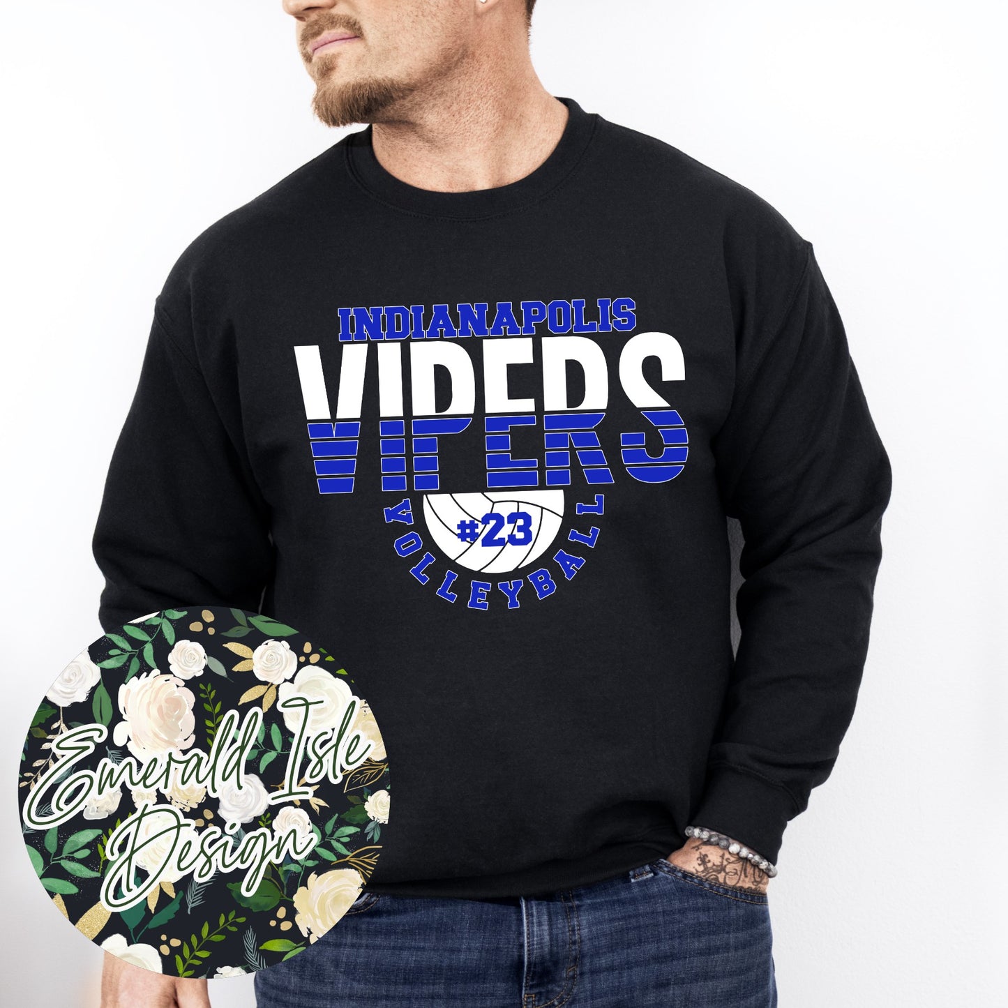 Indianapolis Vipers Volleyball With CUSTOM NUMBER Design