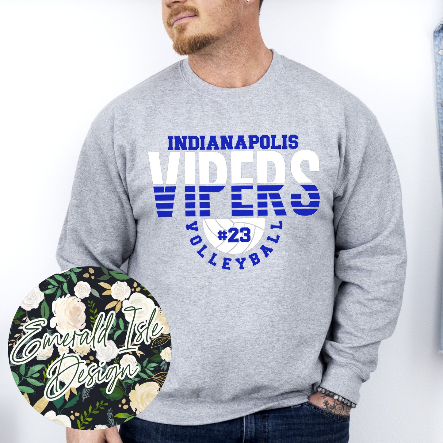 Indianapolis Vipers Volleyball With CUSTOM NUMBER Design