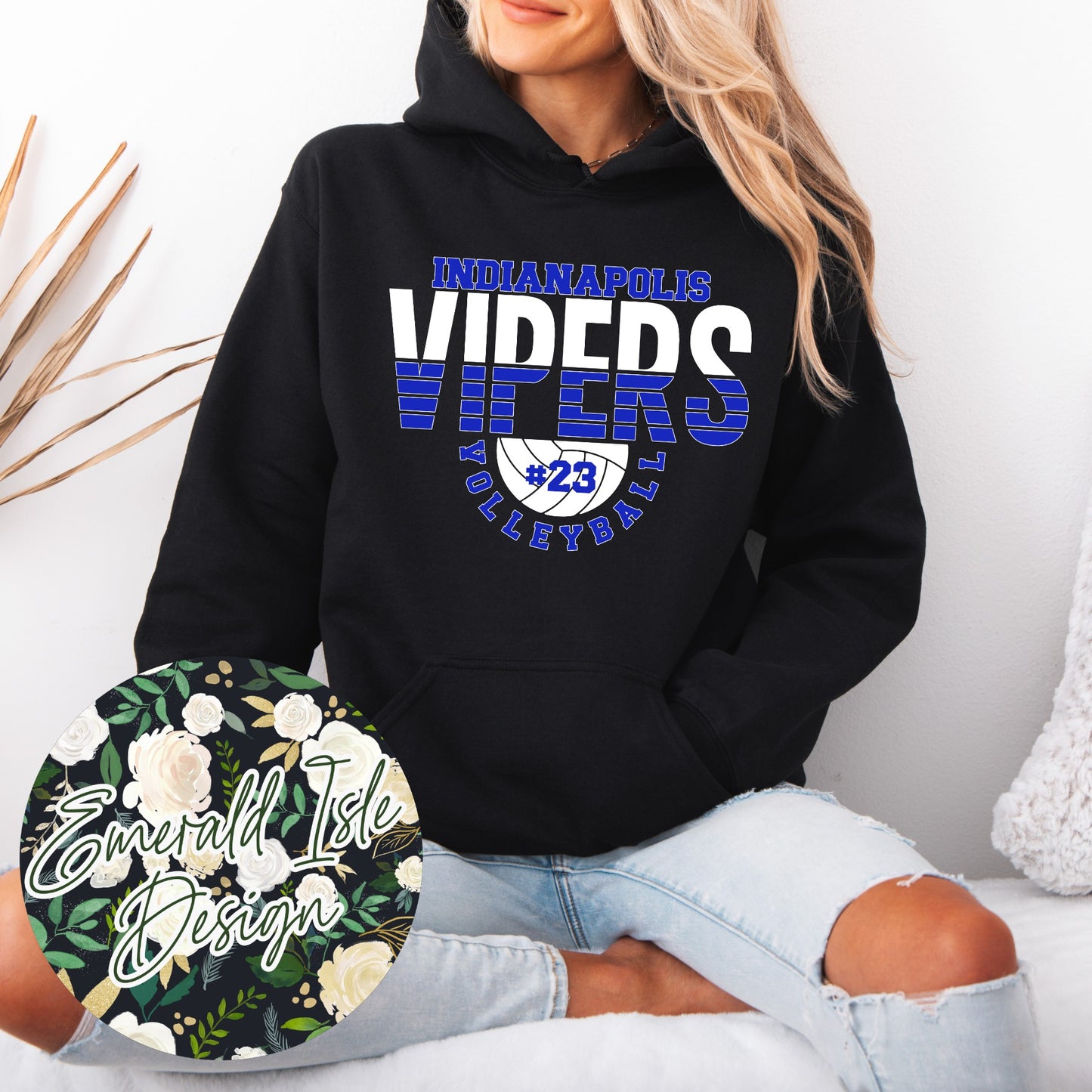 Indianapolis Vipers Volleyball With CUSTOM NUMBER Design