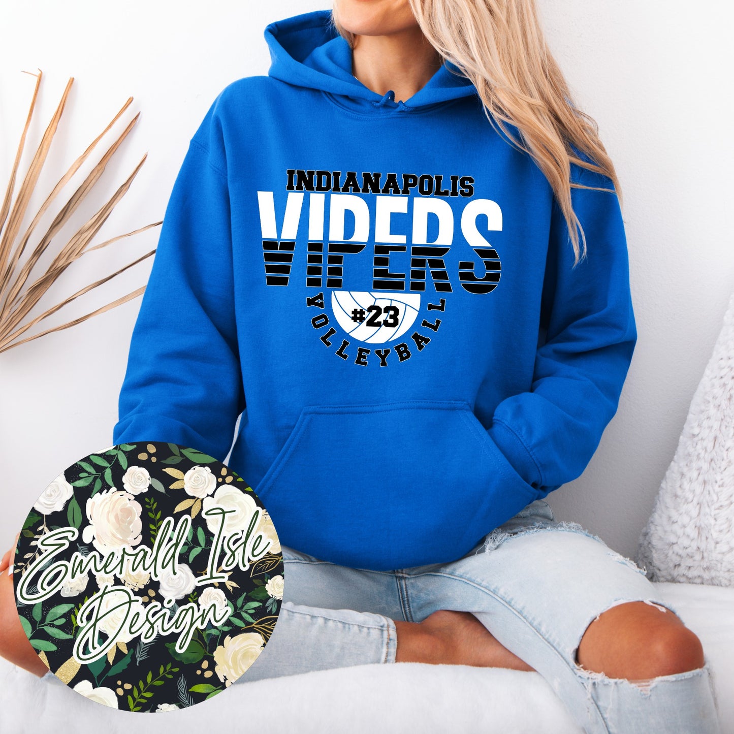 Indianapolis Vipers Volleyball With CUSTOM NUMBER Design