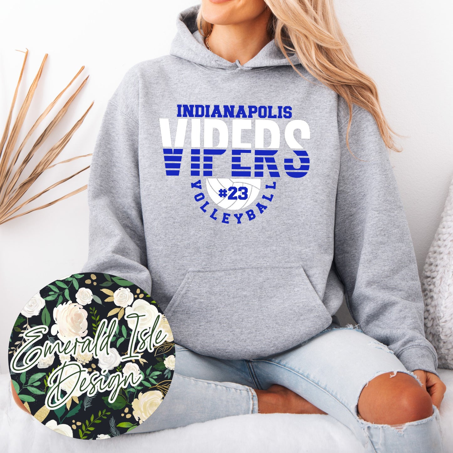 Indianapolis Vipers Volleyball With CUSTOM NUMBER Design