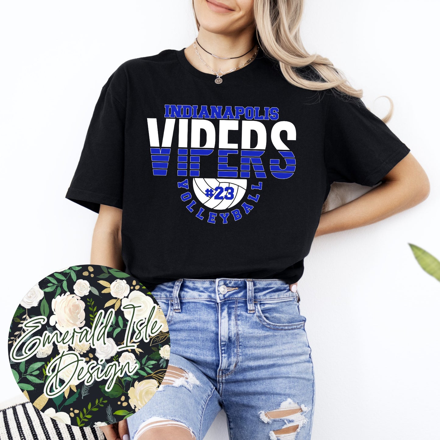 Indianapolis Vipers Volleyball With CUSTOM NUMBER Design