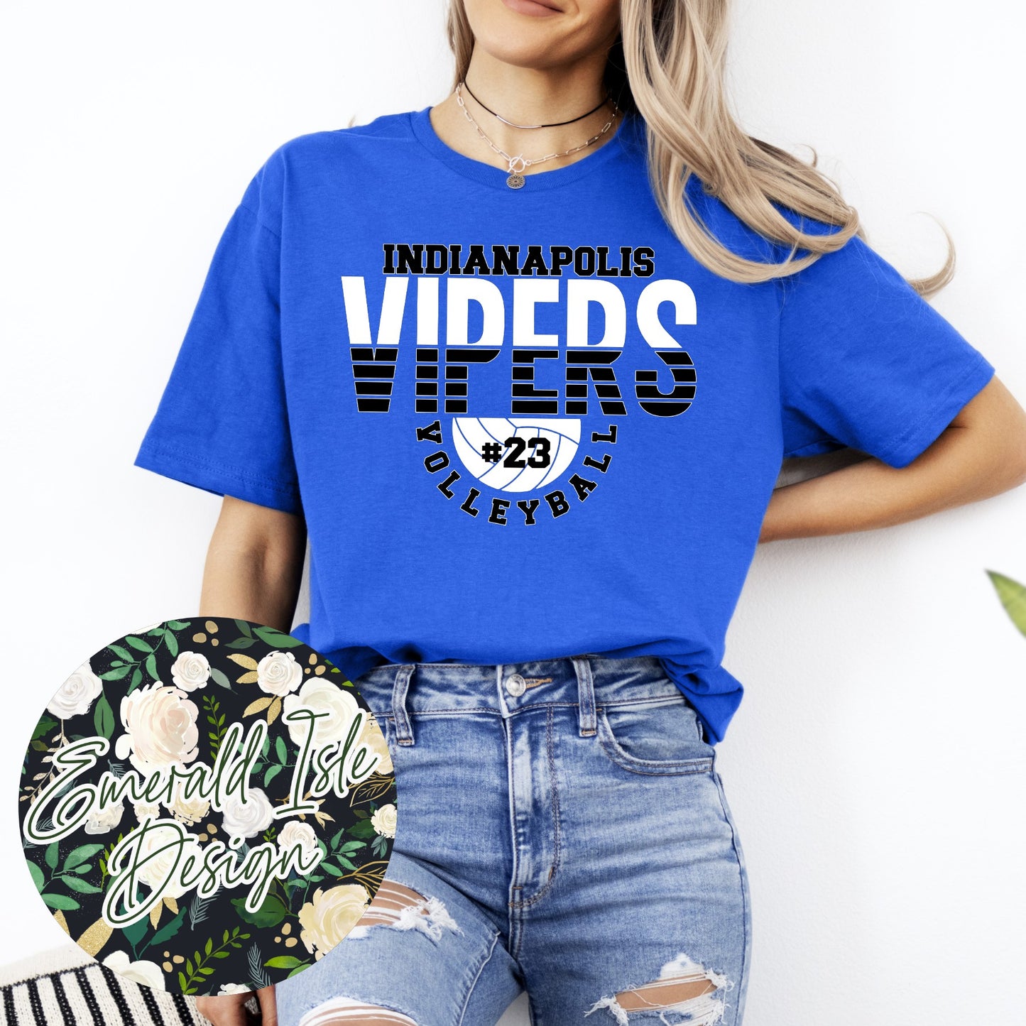 Indianapolis Vipers Volleyball With CUSTOM NUMBER Design