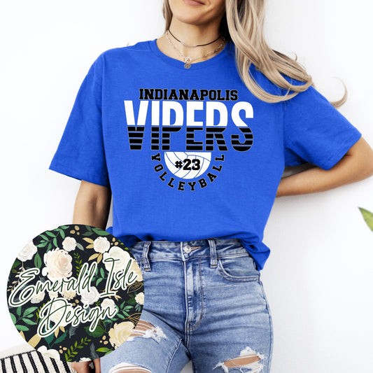 Indianapolis Vipers Volleyball With CUSTOM NUMBER Design