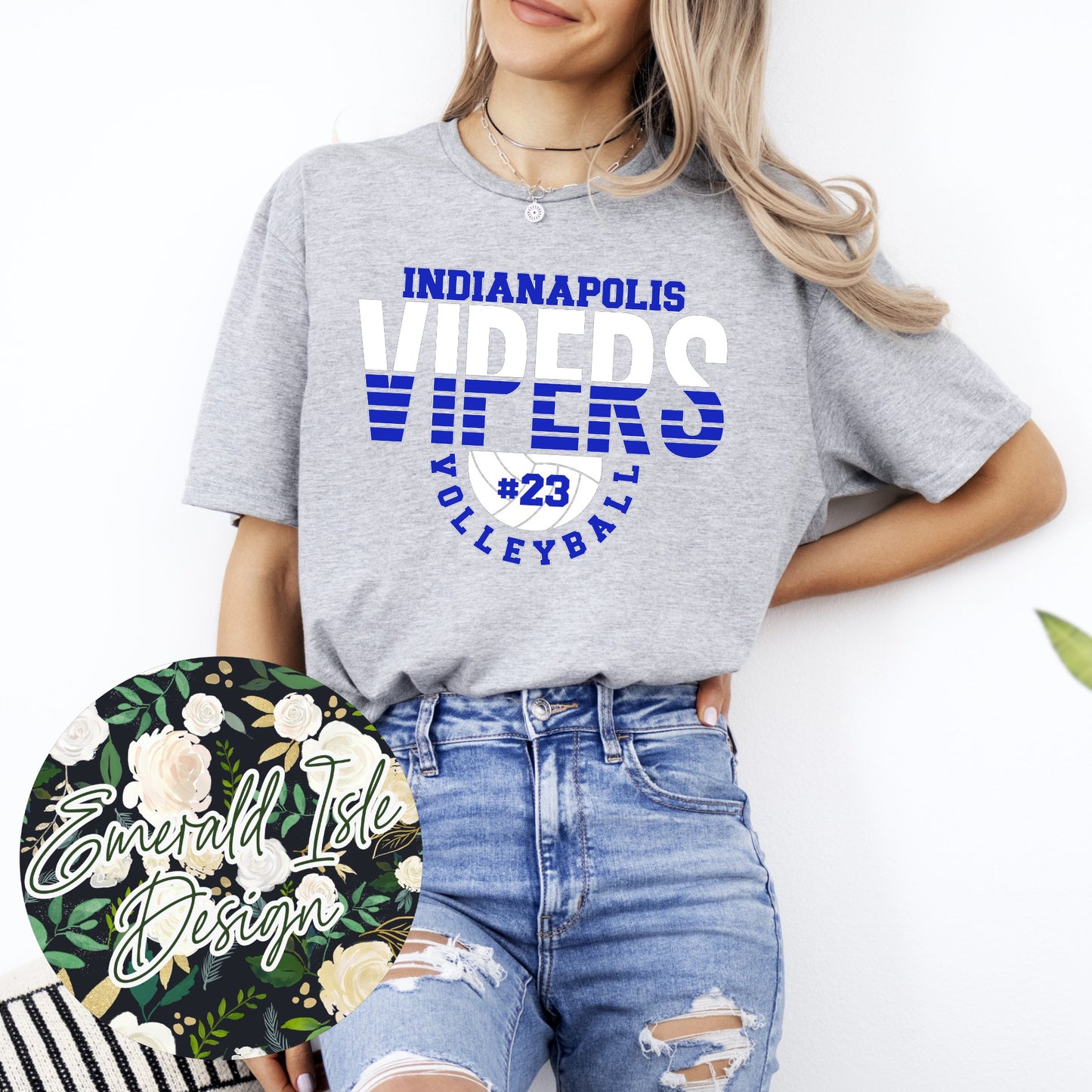 Indianapolis Vipers Volleyball With CUSTOM NUMBER Design