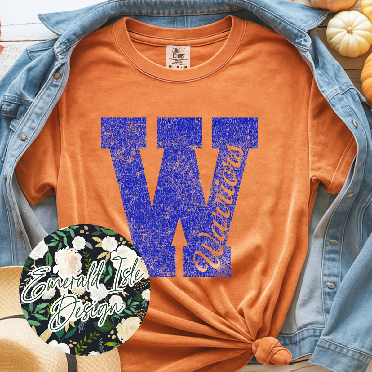 Whiteland Eroded W on Comfort Colors