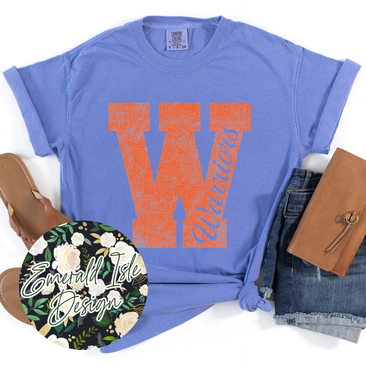 Whiteland Eroded W on Comfort Colors