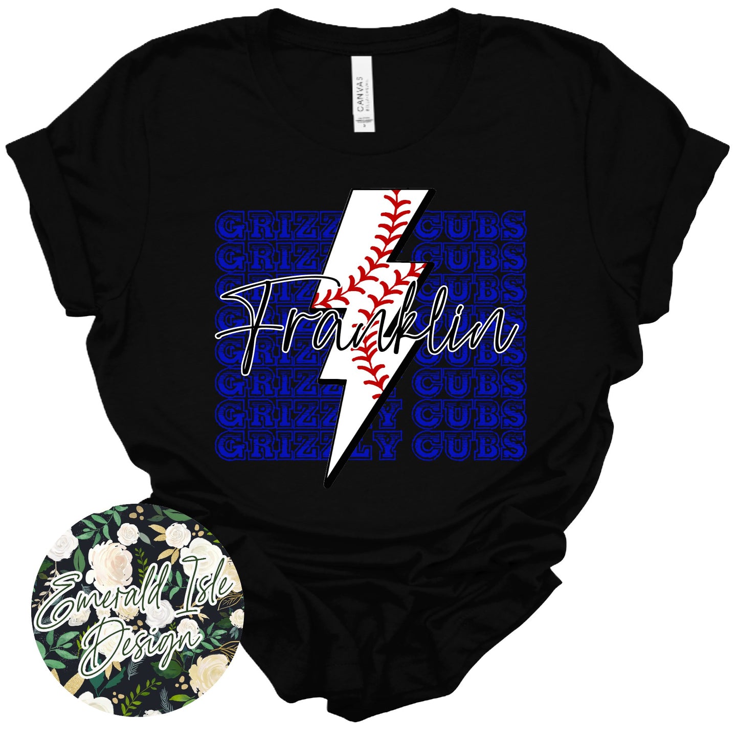 Franklin Baseball Lightning Bolt Design