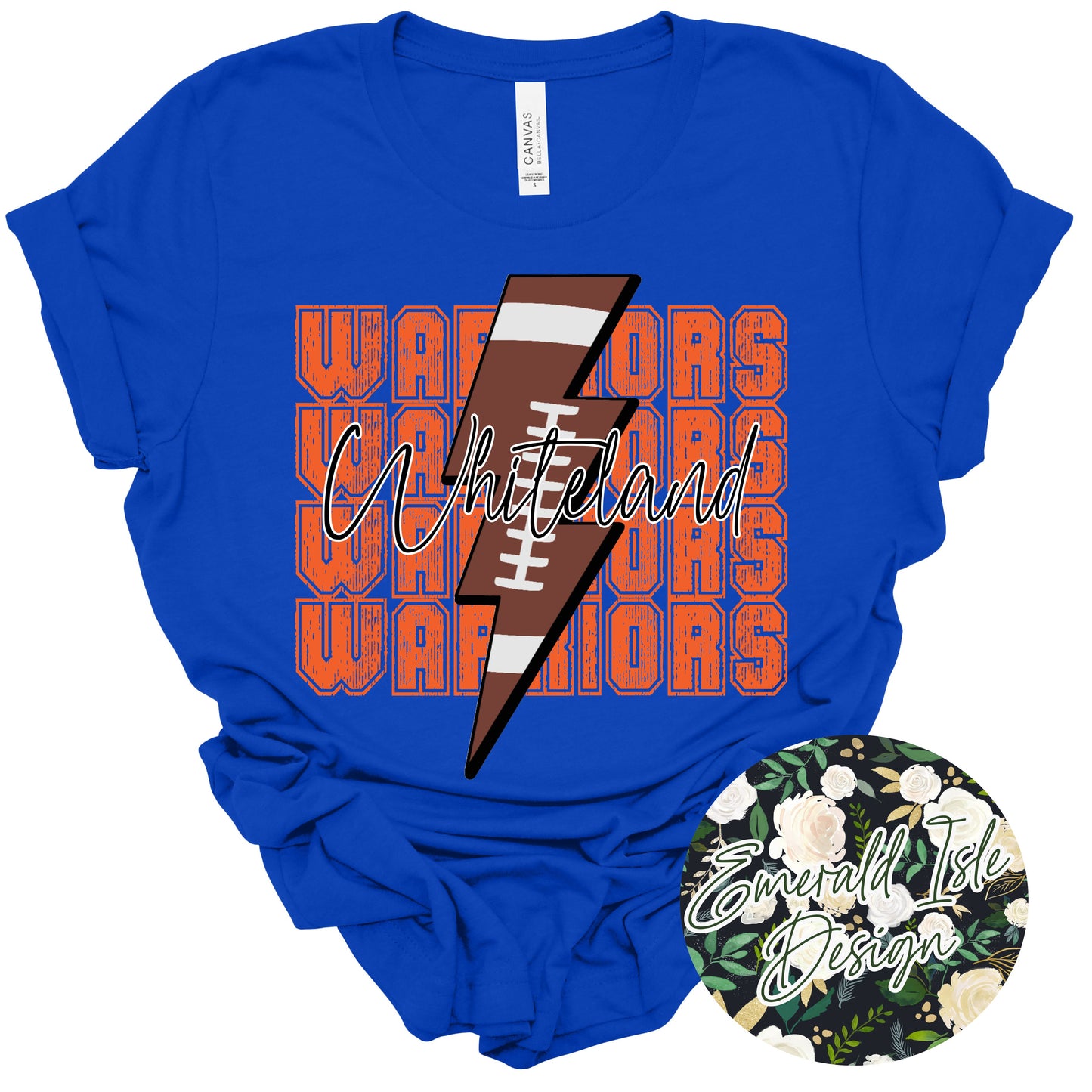 Whiteland Football Lightning Bolt Design